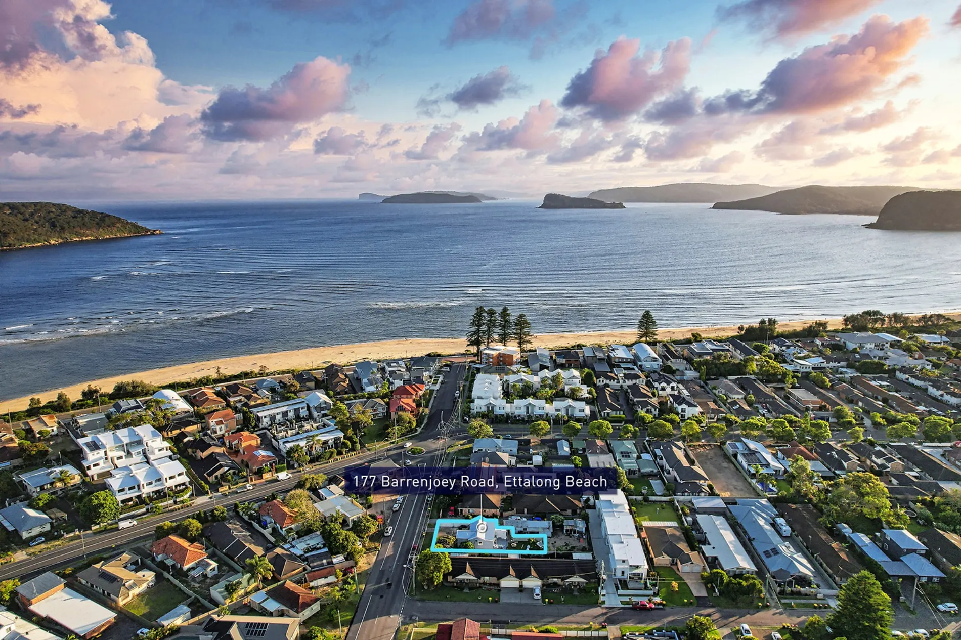 Aerial view showing Kos Koliba near Ettalong Beach